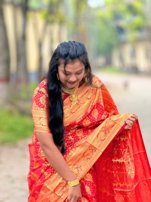 বুধবরণ শাড়ি ব্লাউজ পিছ সহ/@44